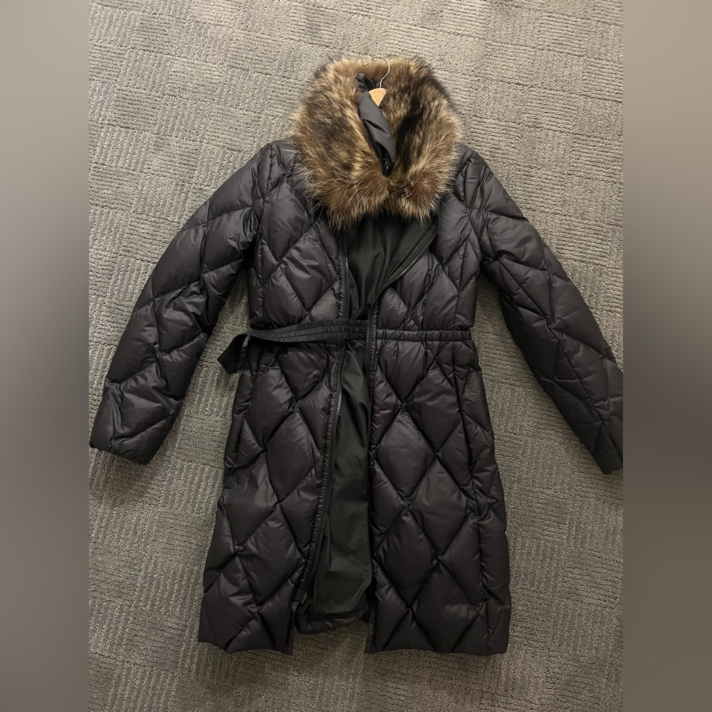 Coach long puffer coat with removable fur collar